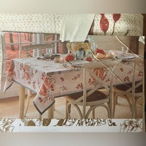 Shabby Chic Pumpkin Fall Tablecloth 60x104 Oblong Autumn Harvest Farmhouse